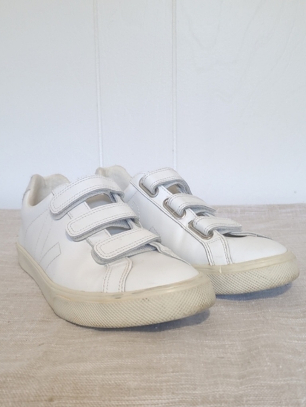 VEJA White Velcro Sneakers